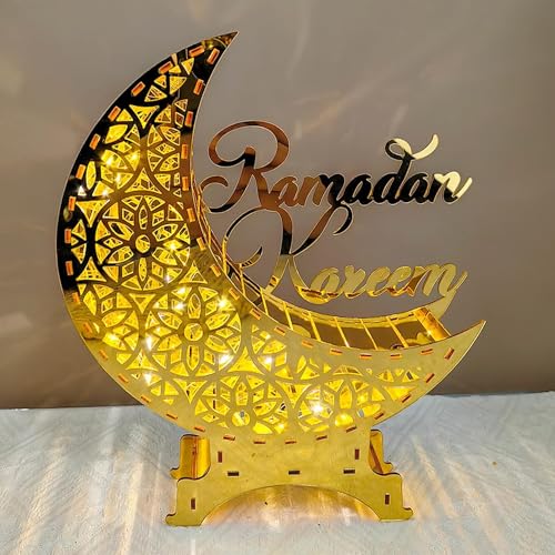 Ramadan Dekoration Mondlampe Tischdekoration, Mubarak Deko LED Lamp Mond Nachtlichter, LED Ramadan Lichter Dekoration Halbmond Lanterns für Eid Mubarak Geschenke Partys (Ramadan) von Kayan