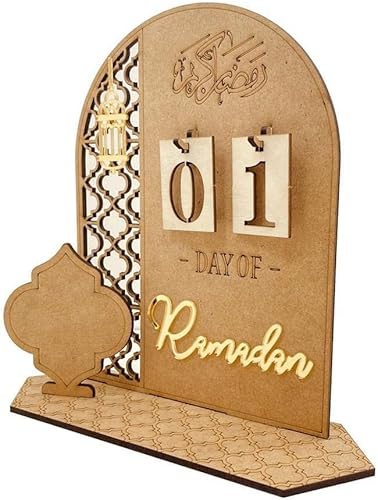 Ramadan Kalender, Eid Mubarak Advents Kalender, Ramadan Kalender aus Holz, DIY Ramadan Dekoration 30 Tage Countdown, Kalender für Zuhause, Elegante Mubarak Ramadan Dekoration (Laterne) von Kayan