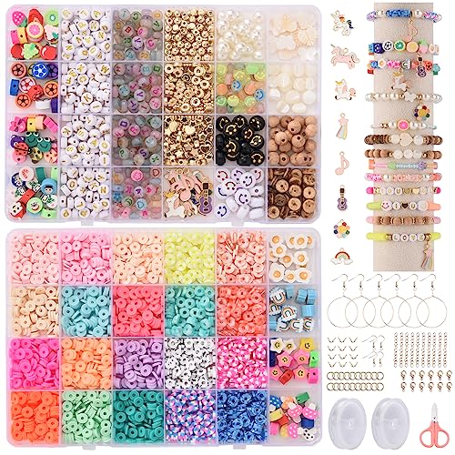 Kayarita 6mm Perlen zum Auffädeln Set,2 Boxen Charm Selber Machen Polymer Clay Perlen Kit,mit Golden Buchstaben und Smiley Perlen für Armbänder,für DIY Armband Schmuck,Ohrringe Kayarita 6mm Perlen zum Auffädeln Set,2 Boxen Charm Selber Machen Polymer Clay Perlen Kit,mit Golden Buchstaben und Smiley Perlen für Armbänder,für DIY Armband Schmuck,Ohrringe von Kayarita