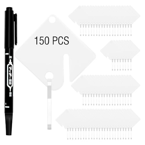 Kayfg 150 Stück Schlüsselanhänger, Quadratisch, zum Aufhängen, Aus Kunststoff, mit 1 Schwarzen Markierungsstift, Metall-Karabinerhaken für Schlüsselkästen mit Schlitzen von Kayfg