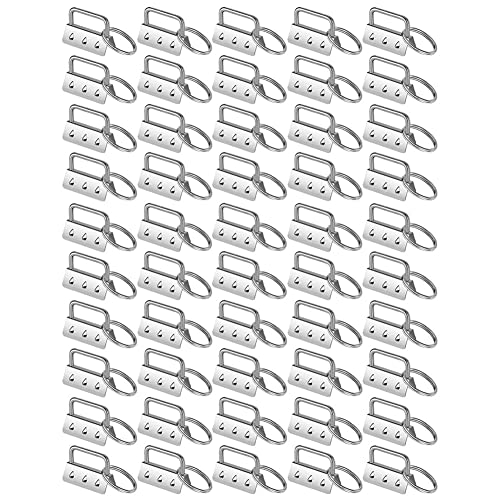 Kayfg 50 StüCk SchlüSselanhäNger Hardware mit Geteilten Ringen Set Schwanzclips für Trageband mit Handgelenk Klemme SchlüSsel AnhäNger Mach Es Selbst Werkzeug mit Ring von Kayfg