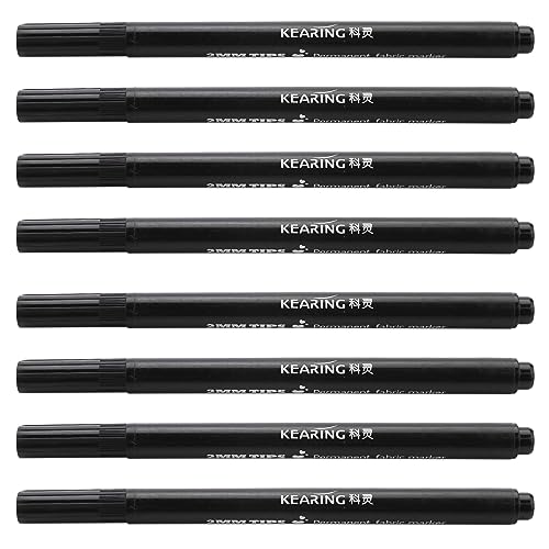 Kayfg 8 x Fabric Marker Pens Permanent Farben für DIY Textile Kleidung T-Shirt Schuhe Schwarz von Kayfg