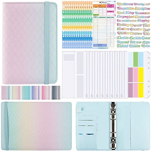 Kayfg A6 Gradient Macaron Binder Handbuch Notizbuch Leder PU Loseblattbuch Kassenbuch mit ReißVerschlusstasche, GrüN Rosa Kayfg A6 Gradient Macaron Binder Handbuch Notizbuch Leder PU Loseblattbuch Kassenbuch mit ReißVerschlusstasche, GrüN Rosa von Kayfg
