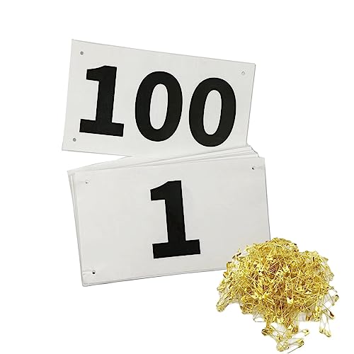 Kayiete 1-100 Stück Lauf-Lätzchen, große Zahlen mit Sicherheitsnadeln für Marathon-Rennveranstaltungen, Tyvek, reißfest, wasserdicht von Kayiete
