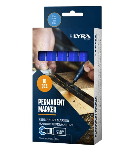 LYRA L4020051, LYRA Permanentmarker blau 1-4mm, für professionelle Markierungen auf glatten und rauen Oberflächen, 10 Marker in Box LYRA L4020051, LYRA Permanentmarker blau 1-4mm, für professionelle Markierungen auf glatten und rauen Oberflächen, 10 Marker in Box von Kayser