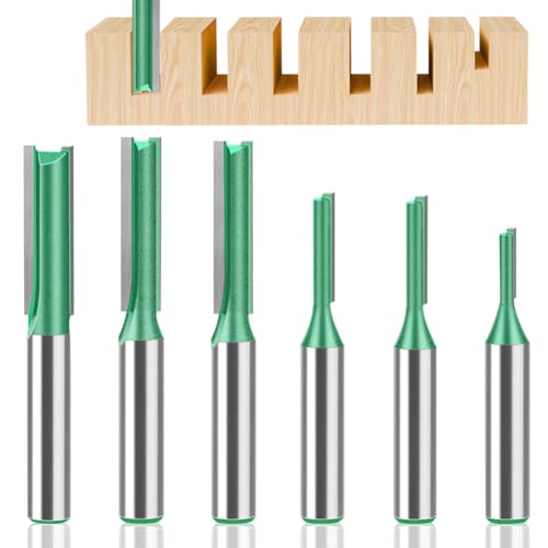 6 Stück Schaft Nutfräser, Fräsfräser für Holzbearbeitung, Rillenmeißel-Bits, Gerade holzfräser Router Bit, Hartmetall Fräsen Werkzeug Set für Holzbearbeitung Ø3mm,4mm,5mm,6mm,7mm,8mm von Kayuneed