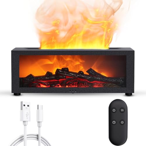 Kayuneed Flammen Aroma Diffuser, 7-Farben-Licht Diffuser Ätherische Öle, Flame Luftbefeuchter Diffuser mit Fernsteuerung zum Duftöl und Aromaöle, Wasserlose Abschaltautomatik für Raum Büro Yoga Spa Kayuneed Flammen Aroma Diffuser, 7-Farben-Licht Diffuser Ätherische Öle, Flame Luftbefeuchter Diffuser mit Fernsteuerung zum Duftöl und Aromaöle, Wasserlose Abschaltautomatik für Raum Büro Yoga Spa von Kayuneed