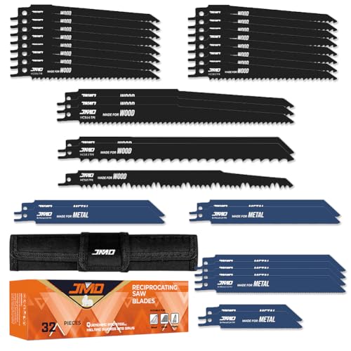 Säbelsägeblätter Set, 32 Stück Säbelsägeblatt aus CRV & BIM zum Schneiden für Holz & Metall & Kunststof mit Handtasche, Sägeblatt Säbelsäge für schnelle und saubere Schnitte Säbelsägeblätter Set, 32 Stück Säbelsägeblatt aus CRV & BIM zum Schneiden für Holz & Metall & Kunststof mit Handtasche, Sägeblatt Säbelsäge für schnelle und saubere Schnitte von Kayuneed