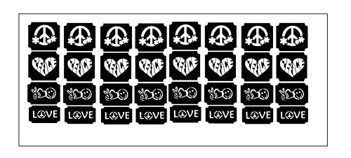 Peace Hippy Frieden Hippie Collection Sammlung (Peace hippy Tattoo Glitter body stencil c2) von Kaz Creations