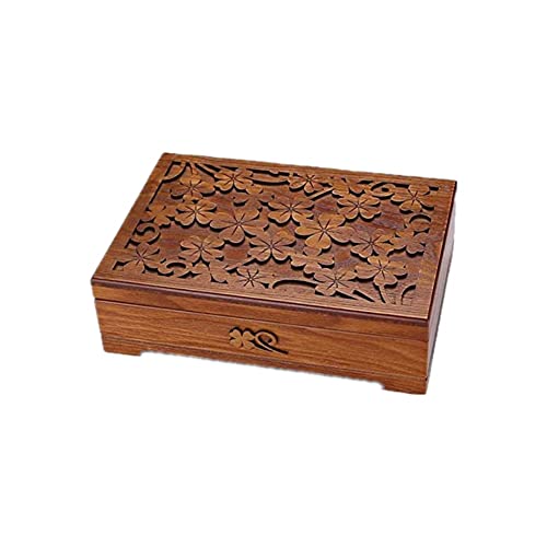 KazeRyu Schmuckschatulle Aus Geschnitztem Holz: Retro-Hohldesign For Halsketten, Ringe Und Ohrringe Mit Spiegel von KazeRyu