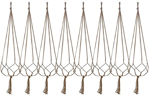 kazeRyu 8er-Pack Makramee-Pflanzenhänger – Hängende Pflanzkörbe Aus Juteseil for Drinnen Und Draußen Als Gartendekoration(122cm(48 inch)) von KazeRyu