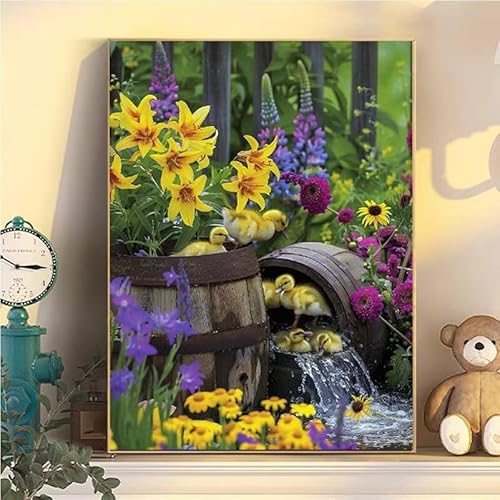 Blumen Malen Nach Zahlen Erwachsene Groß XXL 100x130cm, Ente Malen Nach Zahlen Kinder ab 8 Jahre, DIY Paint by Numbers Geschenk Kreativ Set für Erwachsene, Mit 3 Feinen Pinsel und Acrylfarbe YH2-276 von Kazhxnng