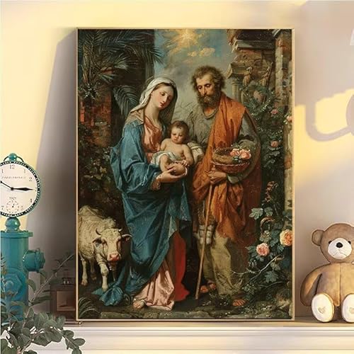 Christus Malen Nach Zahlen Erwachsene Groß XXL 90x120cm, Jesus Malen Nach Zahlen Kinder ab 8 Jahre, DIY Paint by Numbers Geschenk Kreativ Set für Erwachsene, Mit 3 Feinen Pinsel und Acrylfarbe YH2-296 von Kazhxnng