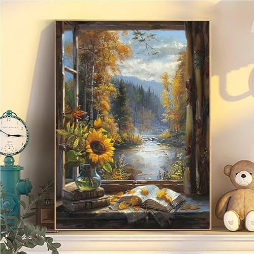 Fensterbilder Malen Nach Zahlen Erwachsene Groß XXL 90x120cm, Sonnenblume Malen Nach Zahlen Kinder ab 8 Jahre, DIY Paint by Numbers Kreativ Set für Erwachsene Mit 3 Feinen Pinsel und Acrylfarbe YH2-38 Fensterbilder Malen Nach Zahlen Erwachsene Groß XXL 90x120cm, Sonnenblume Malen Nach Zahlen Kinder ab 8 Jahre, DIY Paint by Numbers Kreativ Set für Erwachsene Mit 3 Feinen Pinsel und Acrylfarbe YH2-38 von Kazhxnng