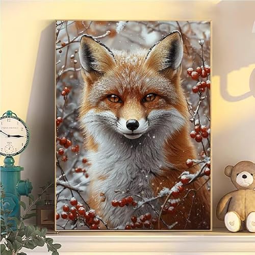 Fuchs Malen Nach Zahlen Erwachsene Groß XXL 35x45cm, Tier Malen Nach Zahlen Kinder ab 8 Jahre, DIY Paint by Numbers Geschenk Kreativ Set für Erwachsene, Mit 3 Feinen Pinsel und Acrylfarbe Deko YH2-166 von Kazhxnng