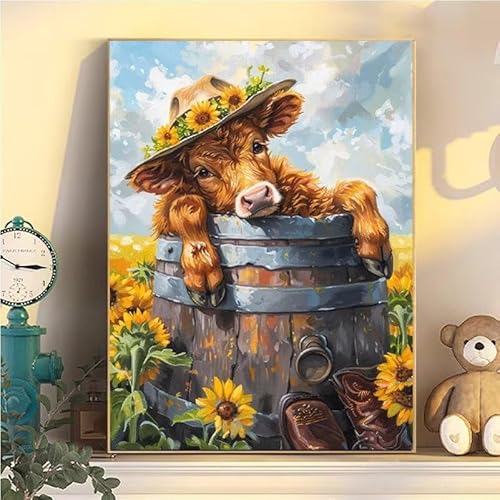 Hochland Kuh Malen Nach Zahlen Erwachsene Groß XXL 60x80cm, Sonnenblume Malen Nach Zahlen Kinder ab 8 Jahre, DIY Paint by Numbers Kreativ Set für Erwachsene, Mit 3 Feinen Pinsel und Acrylfarbe YH2-88 Hochland Kuh Malen Nach Zahlen Erwachsene Groß XXL 60x80cm, Sonnenblume Malen Nach Zahlen Kinder ab 8 Jahre, DIY Paint by Numbers Kreativ Set für Erwachsene, Mit 3 Feinen Pinsel und Acrylfarbe YH2-88 von Kazhxnng