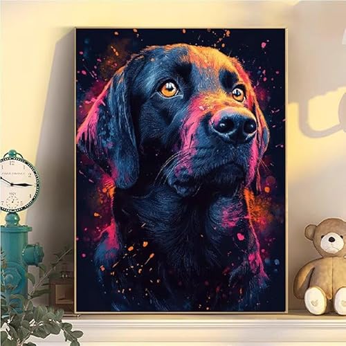 Hund Malen Nach Zahlen Erwachsene Groß XXL 35x45cm, Tier Malen Nach Zahlen Kinder ab 8 Jahre, DIY Paint by Numbers Geschenk Kreativ Set für Erwachsene, Mit 3 Feinen Pinsel und Acrylfarbe Deko YH2-96 von Kazhxnng
