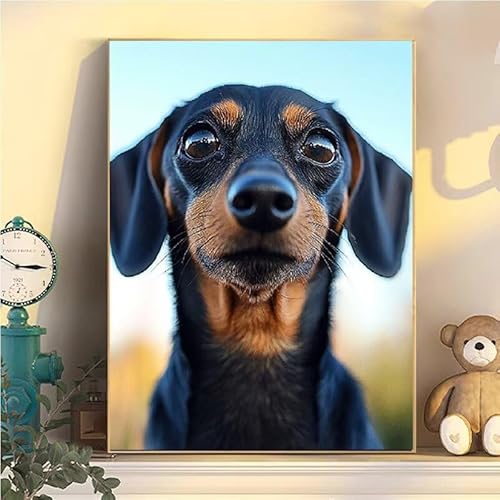 Hund Malen Nach Zahlen Erwachsene Groß XXL 50x70cm, Tier Malen Nach Zahlen Kinder ab 8 Jahre, DIY Paint by Numbers Geschenk Kreativ Set für Erwachsene, Mit 3 Feinen Pinsel und Acrylfarbe Deko YH2-98 von Kazhxnng