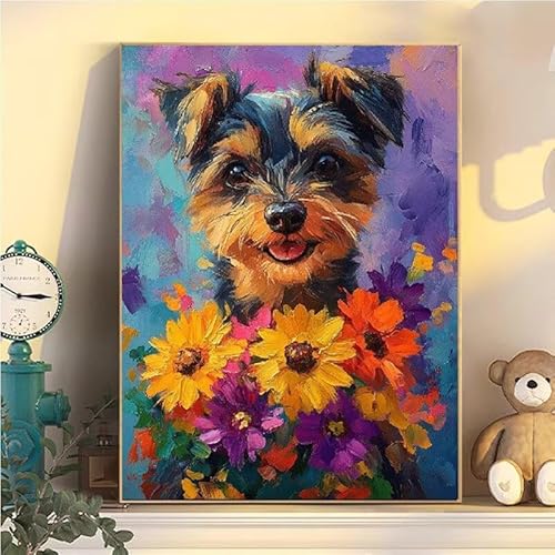 Hund Malen Nach Zahlen Erwachsene Groß XXL 70x90cm, Blumen Malen Nach Zahlen Kinder ab 8 Jahre, DIY Paint by Numbers Geschenk Kreativ Set für Erwachsene, Mit 3 Feinen Pinsel und Acrylfarbe YH2-118 Hund Malen Nach Zahlen Erwachsene Groß XXL 70x90cm, Blumen Malen Nach Zahlen Kinder ab 8 Jahre, DIY Paint by Numbers Geschenk Kreativ Set für Erwachsene, Mit 3 Feinen Pinsel und Acrylfarbe YH2-118 von Kazhxnng
