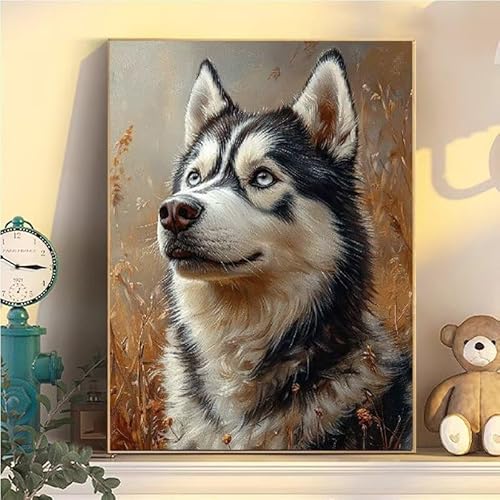 Hund Malen Nach Zahlen Erwachsene Groß XXL 80x100cm, Heiser Malen Nach Zahlen Kinder ab 8 Jahre, DIY Paint by Numbers Geschenk Kreativ Set für Erwachsene, Mit 3 Feinen Pinsel und Acrylfarbe YH2-104 von Kazhxnng