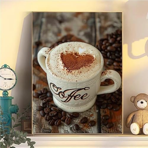 Kaffee Malen Nach Zahlen Erwachsene Groß XXL 40x50cm, Tasse Malen Nach Zahlen Kinder ab 8 Jahre, DIY Paint by Numbers Geschenk Kreativ Set für Erwachsene, Mit 3 Feinen Pinsel und Acrylfarbe YH2-454 von Kazhxnng
