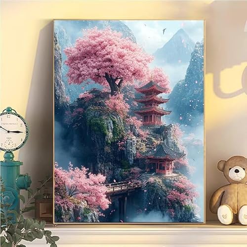 Landschaft Malen Nach Zahlen Erwachsene Groß XXL 100x130cm, Palast Malen Nach Zahlen Kinder ab 8 Jahre, DIY Paint by Numbers Kreativ Set für Erwachsene, Mit 3 Feinen Pinsel und Acrylfarbe YH2-320 von Kazhxnng