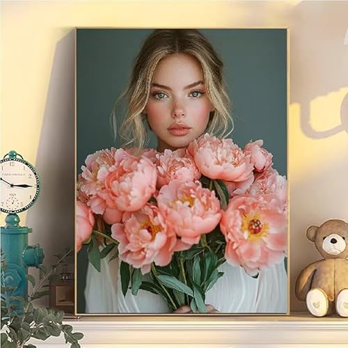 Malen Nach Zahlen Erwachsene Blumen, Malen Nach Zahlen ab 9 Jahre Mädchen Frau, Paint by Numbers Adults Hobby Leinwand 80x100cm, DIY Bastelset Erwachsene Kinder, Mit 3 Pinseln und Acrylfarbe YH2-271 von Kazhxnng