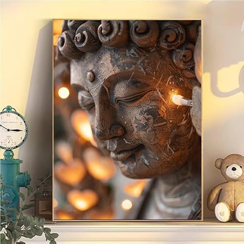 Malen Nach Zahlen Erwachsene Buddha, Malen Nach Zahlen ab 9 Jahre Mädchen Zen, Paint by Numbers Adults Hobby Leinwand 70x90cm, DIY Bastelset Erwachsene Kinder, Mit 3 Pinseln und Acrylfarbe YH2-75 von Kazhxnng