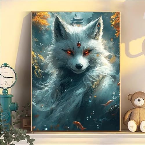 Malen Nach Zahlen Erwachsene Fuchs, Malen Nach Zahlen ab 9 Jahre Mädchen Tier, Paint by Numbers Adults Hobby Leinwand 65x85cm, DIY Bastelset Erwachsene Kinder, Mit 3 Pinseln und Acrylfarbe YH2-165 von Kazhxnng