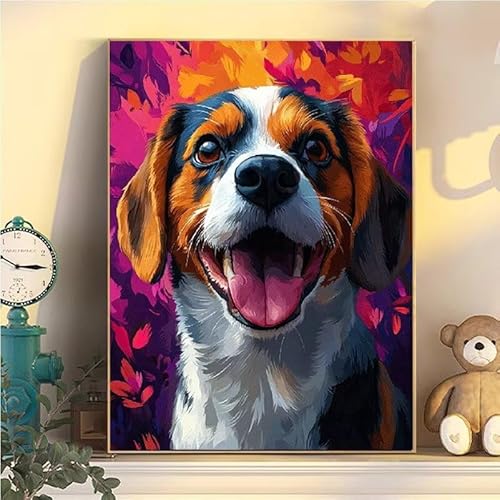Malen Nach Zahlen Erwachsene Hund, Malen Nach Zahlen ab 9 Jahre Mädchen Tier, Paint by Numbers Adults Hobby Leinwand 30x40cm, DIY Bastelset Erwachsene Kinder, Mit 3 Pinseln und Acrylfarbe YH2-97 von Kazhxnng