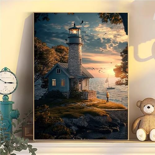 Malen Nach Zahlen Erwachsene Leuchtturm, Malen Nach Zahlen ab 9 Jahre Mädchen Meer, Paint by Numbers Adults Hobby Leinwand 60x80cm, DIY Bastelset Erwachsene Kinder, Mit 3 Pinseln und Acrylfarbe YH2-59 Malen Nach Zahlen Erwachsene Leuchtturm, Malen Nach Zahlen ab 9 Jahre Mädchen Meer, Paint by Numbers Adults Hobby Leinwand 60x80cm, DIY Bastelset Erwachsene Kinder, Mit 3 Pinseln und Acrylfarbe YH2-59 von Kazhxnng