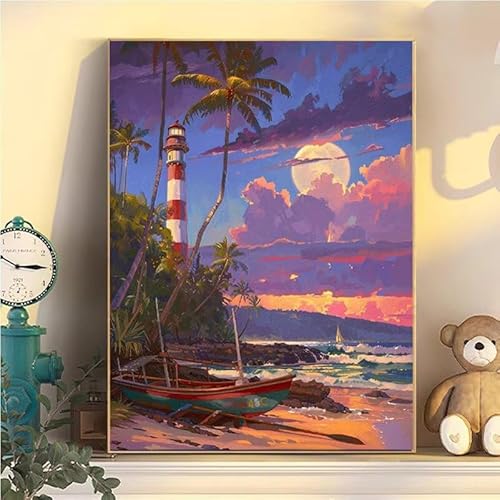 Malen Nach Zahlen Erwachsene Leuchtturm, Malen Nach Zahlen ab 9 Jahre Mädchen Strand, Paint by Numbers Adults Hobby Leinwand 60x80cm, DIY Bastelset Erwachsene Kinder, Mit 3 Pinseln, Acrylfarbe YH2-57 Malen Nach Zahlen Erwachsene Leuchtturm, Malen Nach Zahlen ab 9 Jahre Mädchen Strand, Paint by Numbers Adults Hobby Leinwand 60x80cm, DIY Bastelset Erwachsene Kinder, Mit 3 Pinseln, Acrylfarbe YH2-57 von Kazhxnng