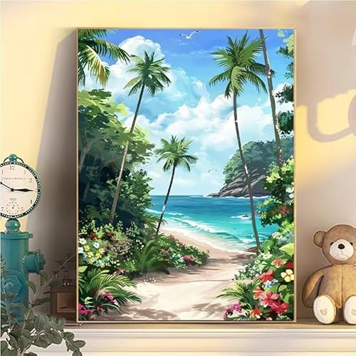 Malen Nach Zahlen Erwachsene Strand, Malen Nach Zahlen ab 9 Jahre Mädchen Landschaft, Paint by Numbers Adults Hobby Leinwand 30x40cm, DIY Bastelset Erwachsene Kinder, Mit 3 Pinseln, Acrylfarbe YH2-149 Malen Nach Zahlen Erwachsene Strand, Malen Nach Zahlen ab 9 Jahre Mädchen Landschaft, Paint by Numbers Adults Hobby Leinwand 30x40cm, DIY Bastelset Erwachsene Kinder, Mit 3 Pinseln, Acrylfarbe YH2-149 von Kazhxnng