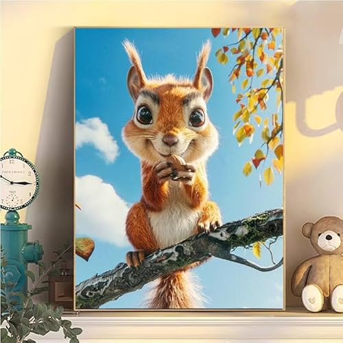 Malen Nach Zahlen Erwachsene Tier, Malen Nach Zahlen ab 9 Jahre Mädchen Eichhörnchen, Paint by Numbers Adults Hobby Leinwand 35x45cm, DIY Bastelset Erwachsene Kinder, Mit 3 Pinseln, Acrylfarbe YH2-69 von Kazhxnng