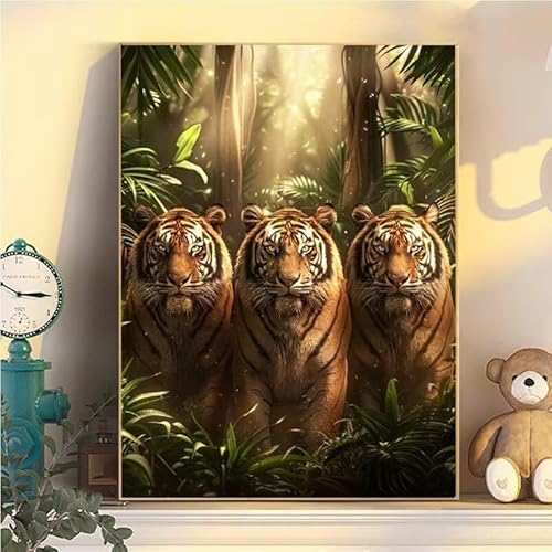 Malen Nach Zahlen Erwachsene Tiger, Malen Nach Zahlen ab 9 Jahre Mädchen Tier, Paint by Numbers Adults Hobby Leinwand 30x40cm, DIY Bastelset Erwachsene Kinder, Mit 3 Pinseln und Acrylfarbe YH2-495 von Kazhxnng