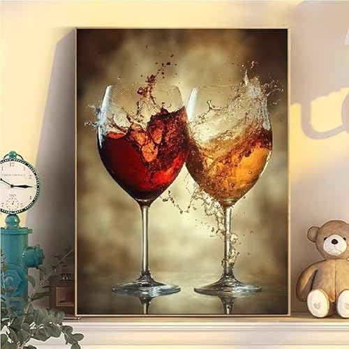 Malen Nach Zahlen Erwachsene Weinglas, Malen Nach Zahlen ab 9 Jahre Mädchen Wein, Paint by Numbers Adults Hobby Leinwand 70x90cm, DIY Bastelset Erwachsene Kinder, Mit 3 Pinseln und Acrylfarbe YH2-453 von Kazhxnng