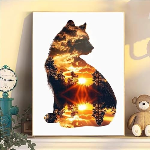 Malen Nach Zahlen Erwachsene Wolf, Malen Nach Zahlen ab 9 Jahre Mädchen Wald, Paint by Numbers Adults Hobby Leinwand 80x100cm, DIY Bastelset Erwachsene Kinder, Mit 3 Pinseln und Acrylfarbe YH2-485 von Kazhxnng