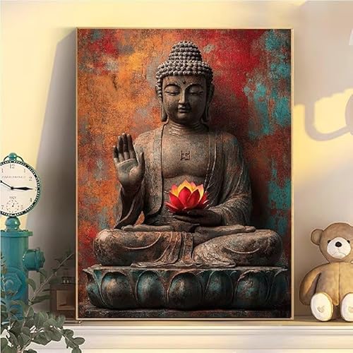 Malen Nach Zahlen Erwachsene Zen, Malen Nach Zahlen ab 9 Jahre Mädchen Buddha, Paint by Numbers Adults Hobby Leinwand 40x50cm, DIY Bastelset Erwachsene Kinder, Mit 3 Pinseln und Acrylfarbe YH2-19 von Kazhxnng