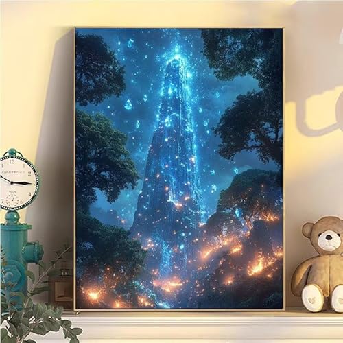 Schloss Malen Nach Zahlen Erwachsene Groß XXL 65x85cm, Wald Malen Nach Zahlen Kinder ab 8 Jahre, DIY Paint by Numbers Geschenk Kreativ Set für Erwachsene, Mit 3 Feinen Pinsel und Acrylfarbe YH2-24 von Kazhxnng