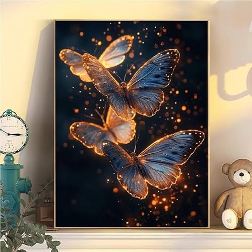 Schmetterling Malen Nach Zahlen Erwachsene Groß XXL 40x50cm, Tier Malen Nach Zahlen Kinder ab 8 Jahre, DIY Paint by Numbers Kreativ Set für Erwachsene, Mit 3 Feinen Pinsel und Acrylfarbe YH2-174 von Kazhxnng