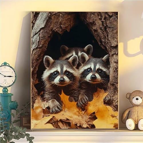 Waschbär Malen Nach Zahlen Erwachsene Groß XXL 70x90cm, Tier Malen Nach Zahlen Kinder ab 8 Jahre, DIY Paint by Numbers Geschenk Kreativ Set für Erwachsene, Mit 3 Feinen Pinsel und Acrylfarbe YH2-288 von Kazhxnng