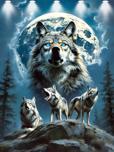 Wolf Diamond Painting Groß XXL 60x80cm für Erwachsene Kinder ab 6 jahre, 5D DIY Diamond Painting Mond, Diamant Malerei Bilder Stickerei Set, Dimond Kristall Handwerk Geschenke Zuhause Dekor Y-193 Wolf Diamond Painting Groß XXL 60x80cm für Erwachsene Kinder ab 6 jahre, 5D DIY Diamond Painting Mond, Diamant Malerei Bilder Stickerei Set, Dimond Kristall Handwerk Geschenke Zuhause Dekor Y-193 von Kazhxnng