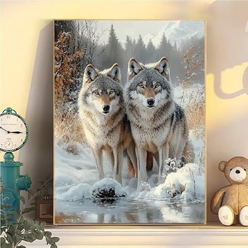 Wolf Malen Nach Zahlen Erwachsene Groß XXL 80x100cm, Wald Malen Nach Zahlen Kinder ab 8 Jahre, DIY Paint by Numbers Geschenk Kreativ Set für Erwachsene, Mit 3 Feinen Pinsel und Acrylfarbe Deko YH2-488 von Kazhxnng