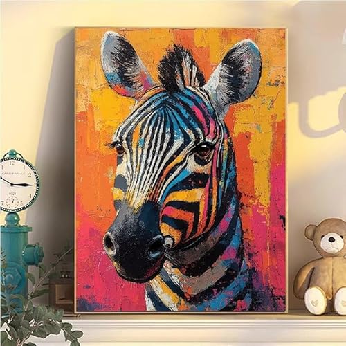 Zebra Malen Nach Zahlen Erwachsene Groß XXL 80x100cm, Tier Malen Nach Zahlen Kinder ab 8 Jahre, DIY Paint by Numbers Geschenk Kreativ Set für Erwachsene, Mit 3 Feinen Pinsel und Acrylfarbe Deko YH2-8 von Kazhxnng