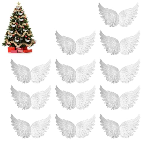 Kbnuetyg Engelsflügel zum Basteln - Weiße Engelsflügel aus Federn, Party-Bastelzubehör, Kleine Engelsfedern Flügel zum Basteln | Engel Christbaumschmuck Urlaub Party Dekorationen Craft Hochzeit Prop von Kbnuetyg