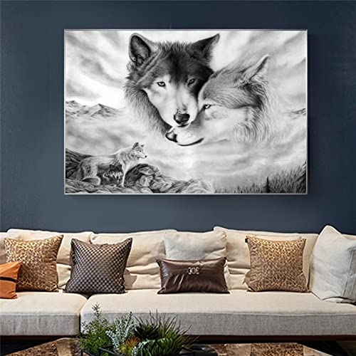 Dekoratives Wolfs-Gemälde, Tiere, Leinwand, Poster, Wanddekoration, Poster, Bilder, Ölgemälde, 60 x 80 cm, ohne Rahmen von Kbsmx