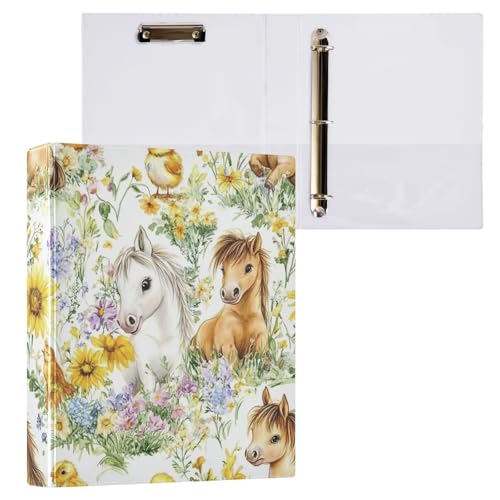 Kcldeci 3-Ringbuch, Hardcover, Pferde, Küken, Blumen, 3,8 cm, runde Ringe mit Innentaschen, Schule, Büro, Rezeptkarten, Ordner, Organizer, 2 Stück Kcldeci 3-Ringbuch, Hardcover, Pferde, Küken, Blumen, 3,8 cm, runde Ringe mit Innentaschen, Schule, Büro, Rezeptkarten, Ordner, Organizer, 2 Stück von Kcldeci
