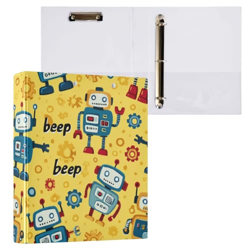 Kcldeci 3-Ringbuch, Hardcover, Roboter und Zahnräder, 3,8 cm, runde Ringe mit Innentaschen, Schule, Büro, Rezeptkarten, Ordner, Organizer, 2 Stück Kcldeci 3-Ringbuch, Hardcover, Roboter und Zahnräder, 3,8 cm, runde Ringe mit Innentaschen, Schule, Büro, Rezeptkarten, Ordner, Organizer, 2 Stück von Kcldeci