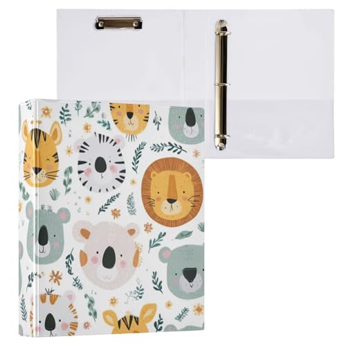 Kcldeci 3-Ringbuch, Hardcover, niedliche Tiergesichter, 3,8 cm, runde Ringe mit Innentaschen, Schule, Büro, Rezeptkarten, Ordner, Organizer, 2 Stück Kcldeci 3-Ringbuch, Hardcover, niedliche Tiergesichter, 3,8 cm, runde Ringe mit Innentaschen, Schule, Büro, Rezeptkarten, Ordner, Organizer, 2 Stück von Kcldeci