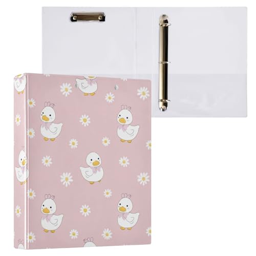 Kcldeci 3-Ringbuch, Hardcover, niedliches kleines Entenmuster, 3,8 cm, runde Ringe mit Innentaschen, Schule, Büro, Rezeptkarten, Ordner, Organizer, 2 Stück Kcldeci 3-Ringbuch, Hardcover, niedliches kleines Entenmuster, 3,8 cm, runde Ringe mit Innentaschen, Schule, Büro, Rezeptkarten, Ordner, Organizer, 2 Stück von Kcldeci
